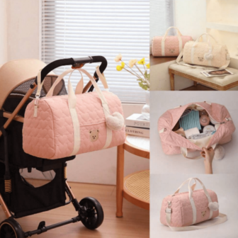 1 Pc Large Capacity Mommy Bag Handbag Tote Travel Mom Bag With Heart Pattern