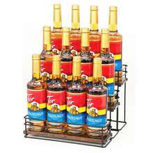 12 Bottle Coffee Syrup Organizer Rack, 3 Tier Coffee Syrup Bottle Stand Holder For Coffee Bar, Installation-Free, Liquor Bottle Display Shelf, Coffee Syrup Shelf For Liquor Whiskey Wine DisplayHome Decor, Party Storage, Christmas Storage, New Year Storage - Brown - View 1
