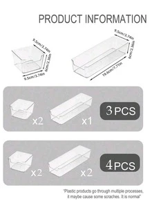 1件/3件/4件/6件抽屉化妆品收纳盒，透明梳妆台收纳盒，多隔层珠宝和小物件收纳盒，家居装饰收纳盒，圣诞礼物收纳盒女士收纳整理器旅行必需品礼物