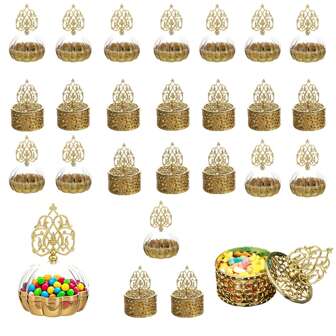 24pcs/12pcs Candy Boxes, Two Mini Packaging Boxes With Gold LIDS And Windows, A And B Styles, Are Perfect For Weddings, Birthdays, Halloween, Wedding Seasons, Proud Months, Christmas Parties, Parties, Candies, Cakes, Chocolates, Souvenirs And Gift Boxes