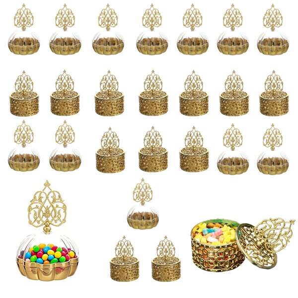 24pcs/12pcs Candy Boxes, Two Mini Packaging Boxes With Gold LIDS And Windows, A And B Styles, Are Perfect For Weddings, Birthdays, Halloween, Wedding Seasons, Proud Months, Christmas Parties, Parties, Candies, Cakes, Chocolates, Souvenirs And Gift Boxes