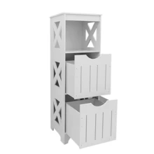 Bathroom Cabinet, Standing Cabinet, Bedside Table, Corner Cabinet With 2 Drawers, White