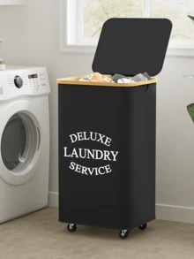 1 件 60L/75L/100L/110L 带盖带轮竹洗衣篮 - 包括洗衣袋内衬、可折叠脏衣篮、超大容量洗衣篮、可折叠布艺洗衣篮、家用洗衣篮 - 彩色 - 查看 2