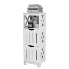 Bathroom Cabinet, Standing Cabinet, Bedside Table, Corner Cabinet With 2 Drawers, White
