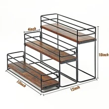 12 Bottle Coffee Syrup Organizer Rack, 3 Tier Coffee Syrup Bottle Stand Holder For Coffee Bar, Installation-Free, Liquor Bottle Display Shelf, Coffee Syrup Shelf For Liquor Whiskey Wine DisplayHome Decor, Party Storage, Christmas Storage, New Year Storage - Brown - View 5