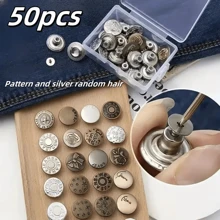 25/35/50 Stücke einstellbare Metallknöpfe für Jeans, geeignet für Damen - ohne Nähen, abnehmbare Gürtelschnallen