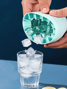 1pc Blue Silicone Portable Ice Mold, Cylinder 3D Ice Cube Maker, Easy-To-Release Silicone Ice Tray, With Multiple Compartments And Simple Bucket-Shaped Design With Lid, Reusable Ice Maker,Suitable For Home, Bar, Club And Outdoor Summer Drinks, Ideal For Cocktails And Fruit , Kitchen Supplies, Kitchen Accessories Back To School - Multicolor - View 3