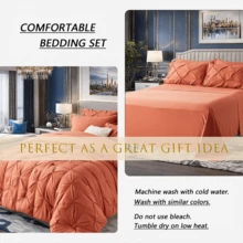 7 Pieces (Full/Queen/King) Elegant Bed In A Bag Comforter Set, Twin(5 Pieces),Stylish Solid Comforter, Soft Microfiber, Comfortable And Warm, Cloud-Like Soft Bedding Set, Bedroom Decor For Spring/Summer/Autumn/Winter, Ideal Gift - 亮橙色 - 查看 2