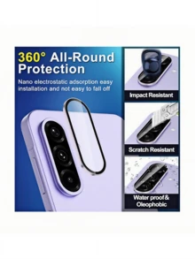 适用于三星 Galaxy A26/A36/A56/A55 5G/S25 Ultra/S24/S23/S22 的 9H 钢化玻璃摄像头镜头保护膜，高清透明，防刮花，防指纹，易于安装，金属环装饰，也适用于 A15/A25/A35/A16 镜头盖，鹰眼保护，5G 配件（一体式托盘） - 彩色 - 查看 8