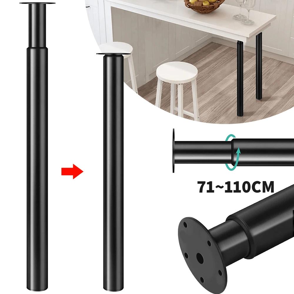 1PCS 710-1100MM Adjustable Kitchen Worktop/Desk/Breakfast Bar Table Leg 60mm Bar - Black - View 1