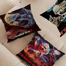 WB 1PC Terrifier Movie Art The Clown Horror Classic Movie Pillow Cushion Cover Pillowcase Living Room Sofa Home Decor Customized