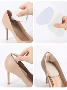 3 Pairs Women's Beige Memory Foam T-Shaped High Heel Insoles - Non-Slip, Comfortable Semi-Pad With Arch And Heel Support, Relieve Foot Pressure, Shoe Accessory, Insoles Suitable For Daily Wear, Heel Protector + 2 Pcs Random Color Heel Blister Protectors