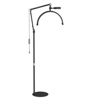 KINGSTEAM Luz de Piso LED para Pestañas Lampara de Pie Estetica de Media Luna Rotación de 360 Grados Color Negro