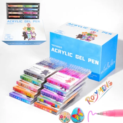 ROSYMENG 100 Colors Acrylic Gel Pens For Drawing, 1mm Fine Point Acrylic Ink Pen, Opaque Archival Bright Ink Pens For Black Paper Drawing, Sketching, Illustration, Card Making School Supplies,Back To School