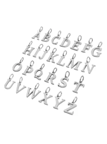 1pc Stainless Steel Initial Pendant, Suitable For Making Jewelry Accessories, Earrings, Necklaces, Bracelets, Anklets, Bag Charms, Keychains, Phone Case Charms, Ideal For Summer Beach Vacation Decor, Graduation/Back To School Gifts
