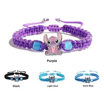 Disney Braccialetto con charm di Stitch della Disney - Design adorabile di cartoni animati e anime, in acciaio inossidabile, perfetto per abbigliamento casual e da regalo