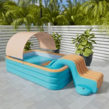Extra Large Durable PVC Inflatable Slide; Home Use: Reinforced Design To Prevent Floating In Home Swimming Pools; Includes 3-Tier Or 4-Tier Ball Pit Fence. Versatile, Foldable And Portable, Suitable For Outdoor Entertainment, Ready To Use Without Inflation, Ideal For Independence Day, Thanksgiving, Christmas And Halloween Celebrations, Also A Must-Have For Beach And Sand Accessories. - Multicolor - View 1