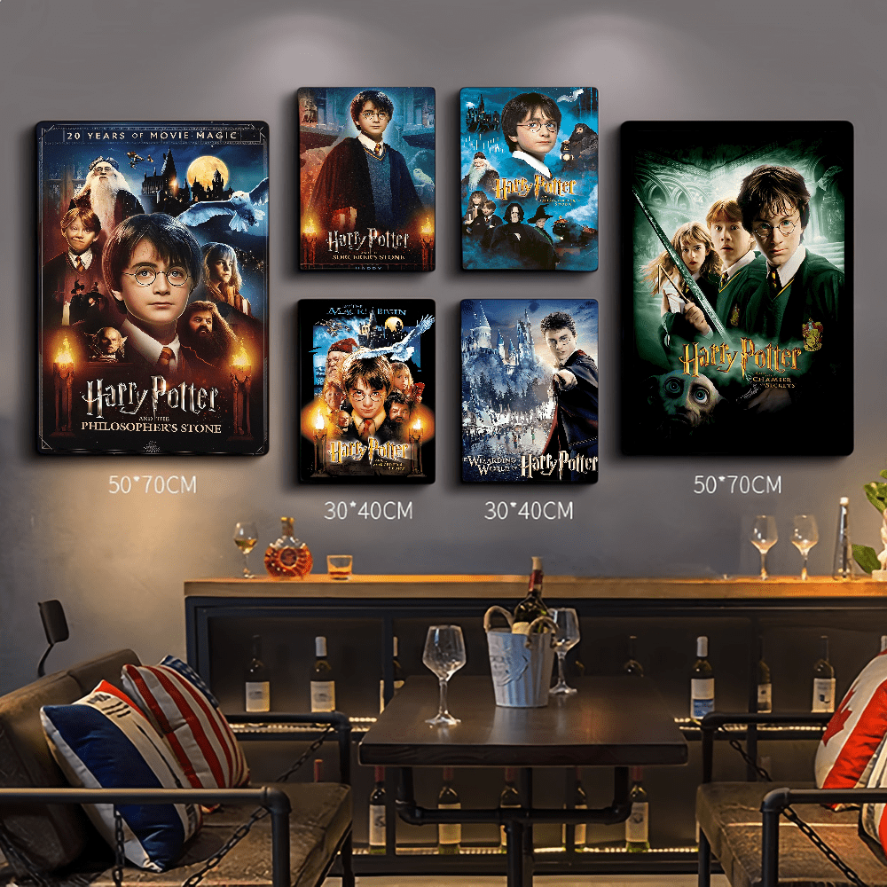 WB 1PC Harry Potter Vintage Posters Vintage Room Home Bar Cafe Decor Kawaii Room Decor Wall Art Painting Study Room Wall Decor Nordic Home Decor Wall Decor Movie Figures Home Decoration Painting Wall Art Bedroom Cartoons Decor Wallpaper Wall Bedroom Decoration - Frameless