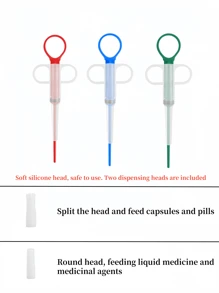 1/2/5pcs,Pet Medicine Feeder, Pet Medicine Tablet Syringe, Soft-Tip Dual-Purpose Feeder, Pill Shooter, Double-Needle Feeding Dispenser Tool Pet Medicine Feeder, Pet Medicine Tablet Syringe, Soft-Tip Dual-Purpose Feeder, Pill Shooter, Double-Needle Feeding Dispenser Tool(Two Colors Of The Green Drug Feeder (Dark Green And Light Green) Will Be Randomly Distributed)