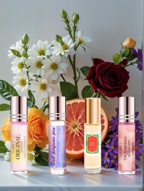 FLATPEA 10ml Pheromone Roll-On Perfume Oil - Vanilla Amber, Fruity, Floral & Musk Notes | For Daily Use & All Occasions, Boost Confidence & Exude Elegance