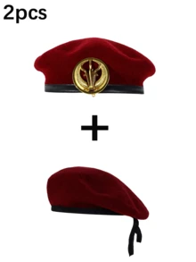 BREITER 1pc Men's Adjustable Wool Beret Military Cap, Outdoor Sun Protection Casual Hat - Green - View 15