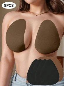 4片/2片装隐形提拉文胸花瓣，无肩带，米色/咖啡色/黑色，适合B-E杯，大胸提拉文胸花瓣，无纺布文胸花瓣