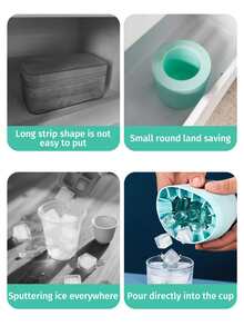 1pc Blue Silicone Portable Ice Mold, Cylinder 3D Ice Cube Maker, Easy-To-Release Silicone Ice Tray, With Multiple Compartments And Simple Bucket-Shaped Design With Lid, Reusable Ice Maker,Suitable For Home, Bar, Club And Outdoor Summer Drinks, Ideal For Cocktails And Fruit , Kitchen Supplies, Kitchen Accessories Back To School - Multicolor - View 9