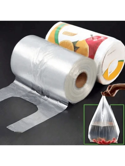 1 rulle / 100 stycken rivsäkra matförvaringspåsar för frukt och grönsaker, lämpliga för utomhusmatlagning och köksbruk, färskhållningspåsar i västliknande stil, färskhållningspåsar med brytpunkt, tre storlekar: stora, medelstora och små (omslagsförpackningen är slumpmässig.)