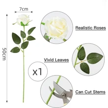 10/20 piezas Flores de rosa artificiales, ramo de rosas blancas, rosas de seda con tallo largo, ramo de novia, ramo del Día de San Valentín, adecuado para decoración del hogar, decoración de habitaciones, decoración de jardín, decoración de paredes, decoración interior y exterior, decoración de dormitorio, decoración de bodas, decoración de mesas, decoraciones de fiestas, decoración de Halloween, decoración de cumpleaños, decoración de otoño