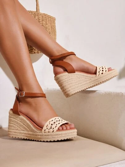  Revreal Vintage Espadrille Wedge Sandals z Plecionym Paskiem Bohemian Beach Wedding