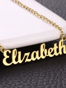 1 Stück Gold Silber Mode Personalisierte Name Halskette Edelstahl Namensschild Choker Frauen Mädchen Alltags Schmuck, Gold, Stilvolle, Farbig, Vintage, Hipster, Einfach, Y2k, 2000er Jahre Mode, Personalisiert, Einzigartig, Ideale Geschenke für Ihn, Ideale Geschenke für Sie, Sie, Freund, Freundin, Vater, Mutter, Familie, Freunde, für Jahrestage, für Geburtstage, für Abschluss, für Abschlussball, für Party, Schmuck Frauen, Personalisierte Mode Wort Halsketten, Vintage Outfit, Neujahr Glamour - Verschiedenfarbig - Übersicht 15