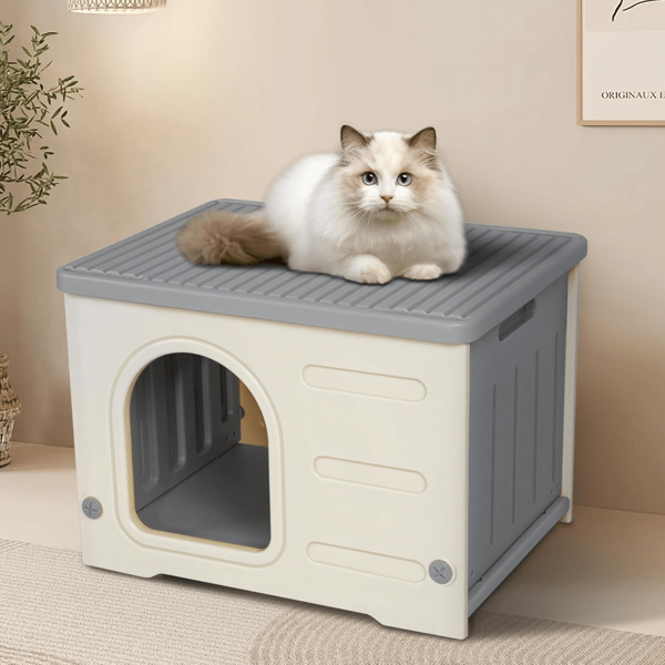 Waterproof Cat House For Outdoor Indoor, Outdoor Cat House For Feral Cats Outside Cat Shelter For Small Pet, Spacious, Easy Assembly