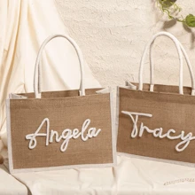 Sac en jute personnalisé pour demoiselle d'honneur, sac cadeau pour demoiselle d'honneur, sac fourre-tout avec monogramme, sac de plage, faveurs de mariage, enterrement de vie de jeune fille, cadeaux pour demoiselle d'honneur, sac pour demoiselle d'honneur, sac en jute personnalisé, sac pour le parti nuptial, cadeau de mariage, proposition de demoiselle d'honneur, cadeau de mariage, cadeau d'enterrement de vie de jeune fille, sac en jute personnalisé, sac fourre-tout avec nom, cadeau de mariage fait main, sac de plage, sac de plage pour demoiselle d'honneur, sac en jute pour demoiselle d'honneur