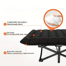 1PC, Foldable Portable Recliner; Comfortable Design For Home, Office, And Camping Use; High Comfort Thick Cushion, Black