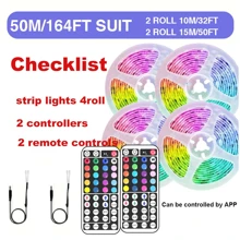 16-100 Feet USB Lights With 44-Key Remote + App Smart Control , Night Light /TV Backlight Lights With Timing RGB Color Changing,LED Strip Lights For Bedroom,Holiday Decoration ,Lights Gifts Home Room Decor Wall Decor Halloween Party
