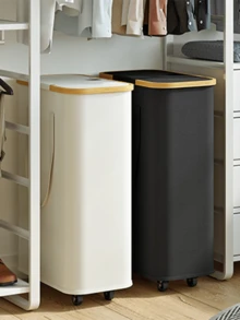 1 件 60L/75L/100L/110L 带盖带轮竹洗衣篮 - 包括洗衣袋内衬、可折叠脏衣篮、超大容量洗衣篮、可折叠布艺洗衣篮、家用洗衣篮 - 彩色 - 查看 7