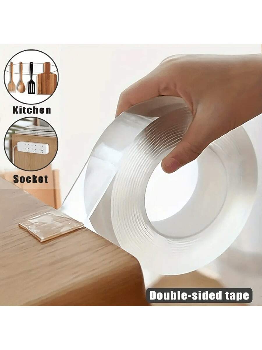 1 Roll Of Nano Double-Sided Tape, Reusable Waterproof Tape, Photo Frame Tape, Suitable For Kitchen, Bathroom, Toilet, Living Room, Outdoor