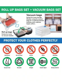 11 pièces Sacs de scellage sous vide pour voyages estivaux, sacs de rangement sous vide en plastique PVC transparent, sacs de rangement sous vide pour vêtements, essentiels de rangement gain de place, sacs de stockage sous vide grande capacité, sacs de rangement sous vide pour vêtements à la maison, sacs de stockage sous vide pour voyages, sacs de stockage sous vide anti-moisissure et anti-poussière, pour couettes, vêtements, chaussures, sous-vêtements