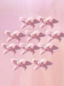 6pcs/Set Pet Bow Hair Clips, Cute Cat Pearl Bow Hair Accessories For Dog Birthday Decoration
