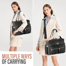 Large Laptop Bag For Women Teacher Tote Bags Work Bag Professional Computer Messenger With Insulated Pocket,Laptop Briefcase For Office, College, Nursing - 黑色 - 查看 6