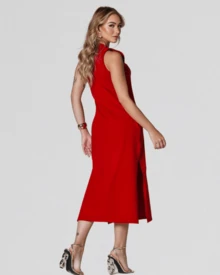 Sleeveless Casual Basic Cotton Knit Midi Dress - 紅色 - 查看 2