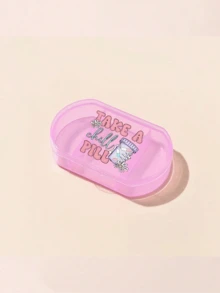 1pc Oval Pill Box With Printed Letters, Three Compartment Portable Pill Storage Medicine Box, Mini Storage Box, Portable Jewelry And Medicine Box, Personalized Creative Gift With Letter Logo, Suitable For Travel, Outdoor Activities,Room Decor - Multicolor - View 11