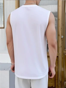 1pcs Stylish Men's Tank Top EazyE Graffiti Print Vest, Perfect For Summer Casual Wear, Ideal For HipHop Fans, A Great Gift Choice - White - View 3