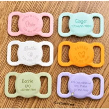 硅胶静音 AirTag 保护套、狗狗 AirTag 项圈支架、滑动式狗狗姓名标签、定制 AirTag 猫项圈、宠物项圈雕刻 AirTag 保护套 - 彩色 - 查看 5