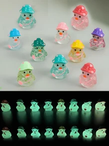 100/50/20/10/1pc Luminous Flash Mini Ducks, Miniature Duck With Hats, Fluorescence Fairy Garden Decoration, Cute Animals Micro Landscape,Desktop Decoration Accessories Home Decor