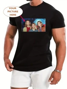 Customized Thanksgiving/Christmas Gift, Personalized Men T-Shirt - Add Your Own Text/Photos (Family Portrait/Members, Party/Group Photos, Selfies) To Design Your Custom Printed Tee, Christmas Special Gift, Baby/Couple/Family/Pet Photos, Sweatshirts, Shirts - Multicolor - View 1