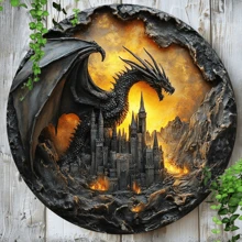 1 pieza Vintage Dragón Vuelta al Colegio Decoración de Pared de Metal - Señal Redonda de Metal de 8x8 Pulgadas, Adecuada para Decoración del Hogar, Oficina, Bar y Cocina - Regalo Perfecto para el Día de San Valentín y Año Nuevo