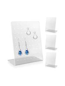 1 Pack 72 Holes Acrylic Earring Holder Organizer Ear Studs Jewelry Storage Display Rack Showcase Earrings Display Stand Earring Storage For Selling Retail Marketing Personal For Women Storage Organizer Travel Essentials Back To School Dormitory Storage,Room Decor - Clear - View 7