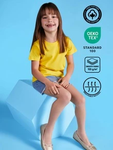 Roly 男女通用兒童 T 卹 100% 純棉（48 小時內發貨）– 多種尺寸和顏色 – 5 件裝 T 卹黃色 (1)、紅色 (1)、紫色 (1)、綠色 (1)、青綠色 (1) – 短袖、雙圓領，帶彈性纖維、側縫、戶外標籤，非常適合學校、戶外使用、通用兒童服裝、雙圓衣和兒童設計、日常 T 卹、常規學校、戶外活動、通用兒童服裝、兒童設計、優質 T 卹卹、舒適兒童服裝 - 多彩彩虹 - 查看 7