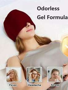 凝胶冰袋缓解头痛偏头痛帽（单层） - 可拉伸头带，用于冷热疗法，缓解头痛，无香型，无需电源，无需电池 - 有效缓解紧张、压力、发烧、疲劳，返校用品 - 彩色 - 查看 6